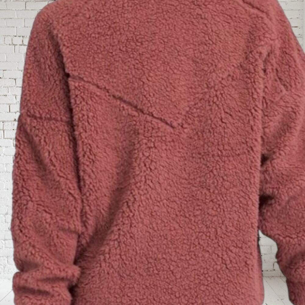 Prana Permafrost Jacket Fleece Zip Teddy Plush Ribbed Sz XL Deep Mauve Pink Warm - Picture 10 of 13